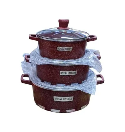 Royal Dessini Cookware Set 24,28,32cm Non-Stick Casserole Pot Glass Lids 6pc Set