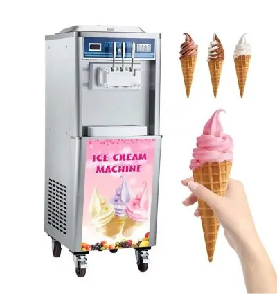 Generic Commercial Soft Serve Ice Cream Machine with 3 Dispensers 25L/H