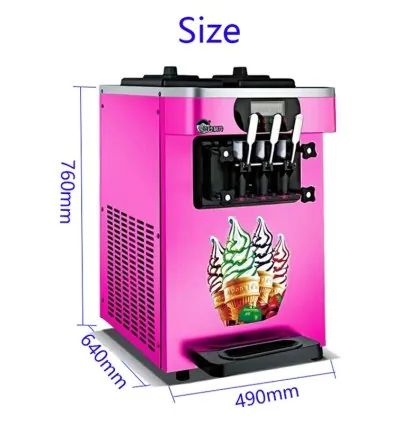 Generic Commercial Table Top Soft Serve Ice Cream Machine with 3 Dispensers 20L/H