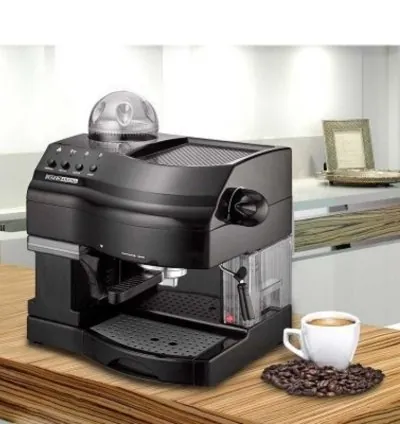 Rank Arena Espresso & Cappucino Coffee Machine with Built in Grinder Black 1.8L