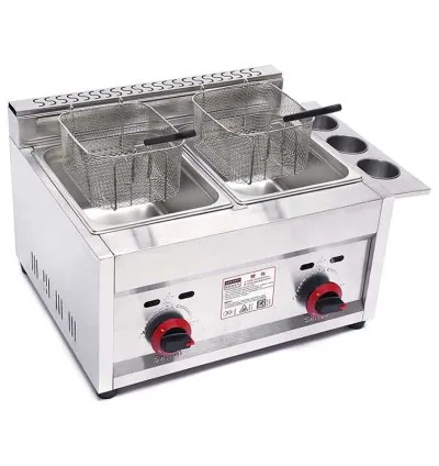 Generic Commercial Countertop Deep Fryer Double Gas 12L (6L x 2 Baskets) Stainless Steel