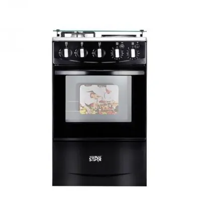 Winning Star Freestanding Cooker 2 Gas Burners, 2 Electric Burners with 52L Oven Black