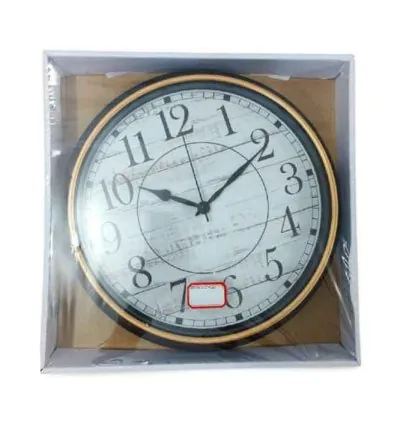Az Generic Wall Clock Round Shaped Analog Silent Quartz Brown & White Battery Operated AZ-21