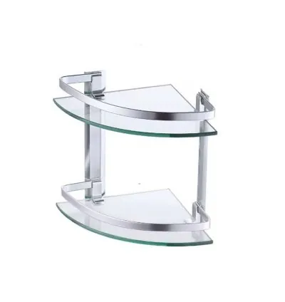 Generic Bathroom Glass Rack Anti Rust Glass Wall Top Mounting Corner Shower Caddy Rack n78632 AZ-23