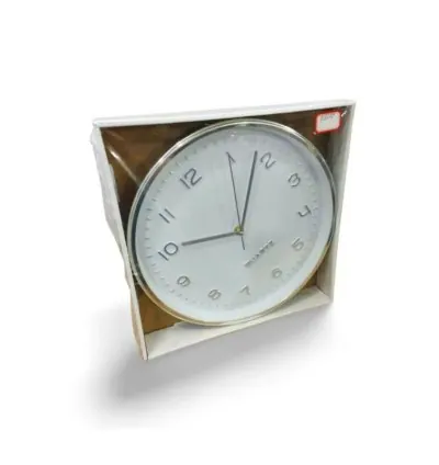 Generic High Quality Fashionable/Elegant Classy Design Medium Size Battery Operated Round Shaped Analog Silent Quartz Wall Clock Silver/White N78622