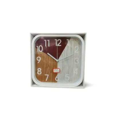 Generic High Quality Fashionable/Elegant Design Medium Size Battery Operated Square Shaped Analog Silent Quartz Wall Clock White Outer Rim