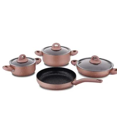 Korkmaz Bella Granite 7pcs Cookware Set Rosegold A2894