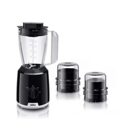 Braun Blender 2L 600w PowerBlend1 With 2 Grinder Triangular Plastic BPA Free Jug, 2 Speed, Ice Crushing Function, JB101AI-JB1023 Black