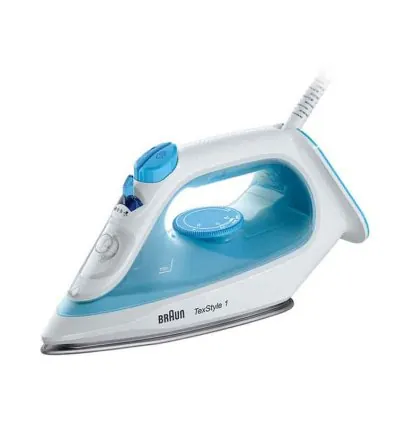 Braun Steam Iron 2000W Texstyle 1 Non-Stick Soleplate 220ML Light Qucik Self-Clean Rapid Heat 12710000-SL1050BL