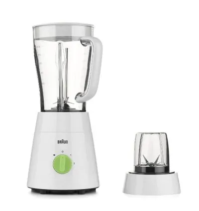 Braun Blender 1.5L 500w PowerBlend Triangular Plastic Jug, 2 Speed, Ice Crushing Function, Stainless Steel Blades JB0115WH