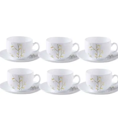La Opala Cup & Saucer 6pcs Set Citron Weave 220ml LW022