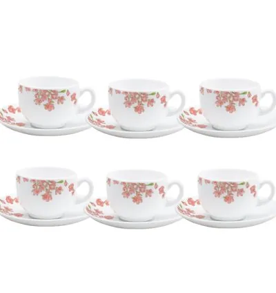 La Opala Cup & Saucer 6pcs Set Aster Pink 220ml LP022