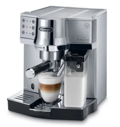 De'Longhi Expresso Maker Pump Driven & Cappuccino Machine 1450W (Metallic) Latte Macchiato Hot Milk Removable Drip Tray EC850.M