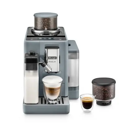 De'Longhi Rivelia Fully Automatic Coffee Machine with LatteCrema Hot, Automatic Milk Frother, Compact Size Bean to Cup Coffee Machine, 16 Recipes, Full Touch Colored Display, EXAM440.55.G