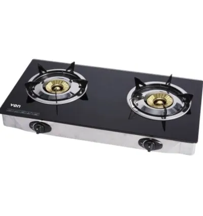 Von Table Top 2 Brass Burner, Glass VCT2BWGG