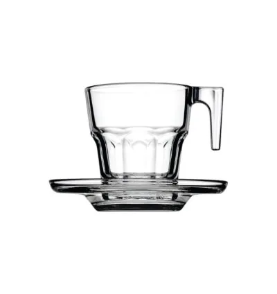 Pasabahce Casablanka Cup Saucer 70ml 6pcs Fully Tempered and Dishwasher Safe 95753