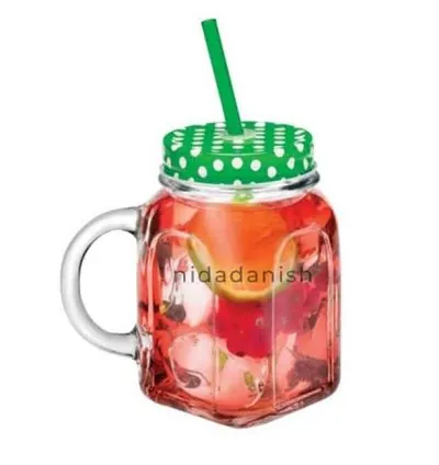Pasabahce Home Made Jar With Handle, Straw & Lid 450ml 80388