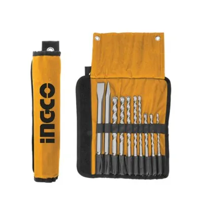 Ingco 10-Piece Hammer Drill Bits and Chisels Set for Versatile Drilling and Chiseling Applications (AKD2101)