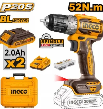 Ingco Lithium-Ion Cordless Brushless Drill 20V CDLI20453