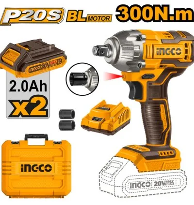Ingco Lithium-Ion Cordless Brushless Impact Wrench CIWLI2038