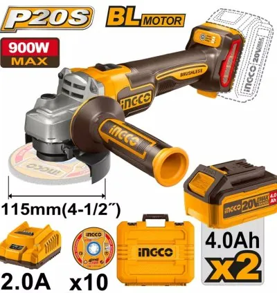 Ingco Lithium-Ion Cordless Angle Grinder CAGLI211542