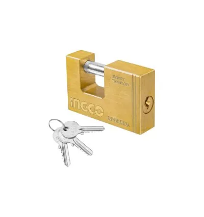 Ingco Heavy Duty Brass Block Padlock 80mm with 3pcs Brass Keys DBBPL0802