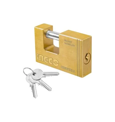 Ingco Heavy Duty Brass Block Padlock 90mm with 3pcs Brass Keys DBBPL0902