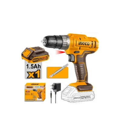 Ingco Cordless Drill Lithium-ion 12V 20NM with Integrated Work Light & LED Battery Power Indicator CDLI1218