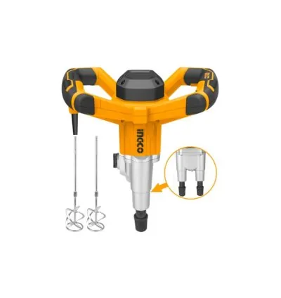 Ingco Electric Paint Mixer 1600W with 2pcs Mixing Pads 1 Set Extra Carbon Brushes MX218008