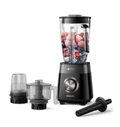 Philips Blender 5000 Series 2L 1200W with 1.5L Plastic Jar, 3 Speed & Pulse, ProBlend Plus Technology, Ice Crushing, Chopper & Mill Attachment HR3033