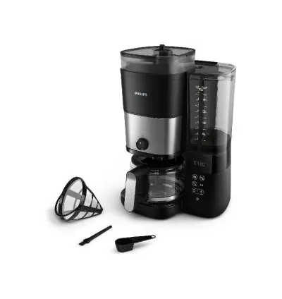 Philips All-in-1 Brew Drip Coffee Maker with Built-in Grinder, Duo-bean Container, Permanent Filter, Dosing Spoon, LED Display HD7900/50