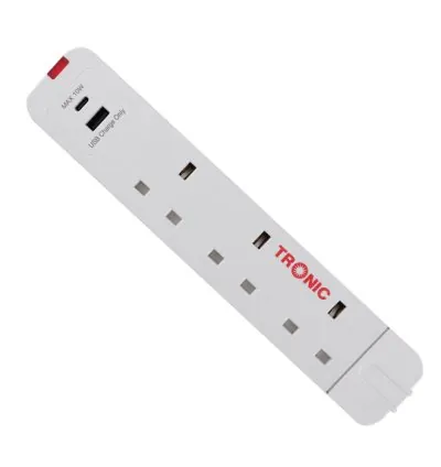 Tronic 3 Way Extension Socket + USB + USB C