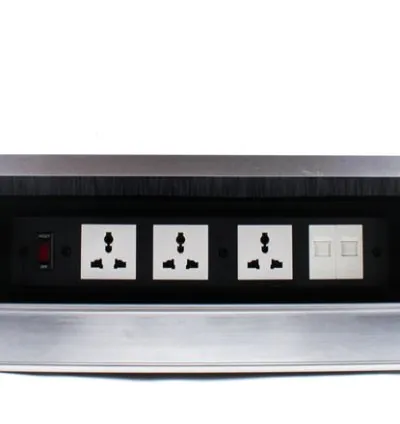 Tronic Desk Socket Universal x 3 + RJ45 Data x 2