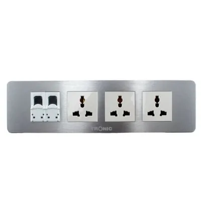 Tronic Floor Socket Universal x 3 + RJ45 Data x 2