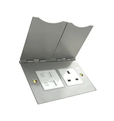 Tronic Floor Switch Socket 1G 13A + 2 RJ45 Data