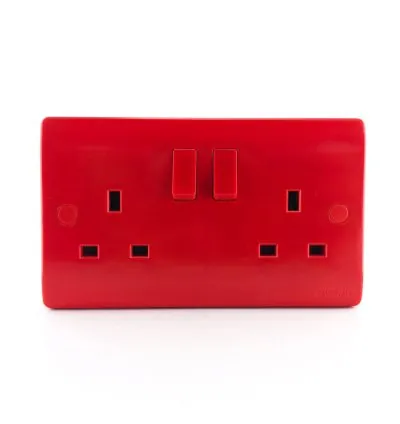 Tronic Red Twin Switch Socket