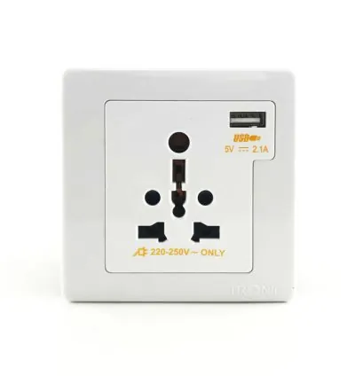 Tronic Single Universal Switch Socket With USB
