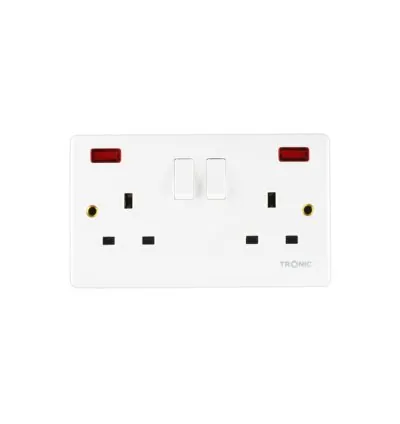 Tronic Twin Switch Socket with Neon Standard