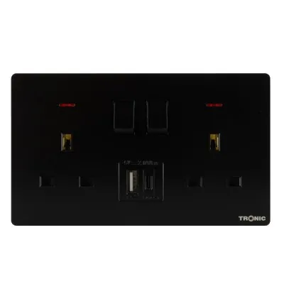 Tronic Twin Switch Socket with USB + Type C