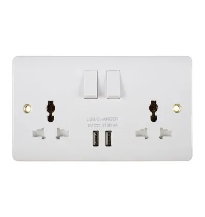 Tronic Universal Switch Socket Twin With 2 x USB