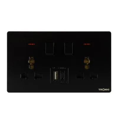 Tronic Universal Switch Socket Twin with USB + Type C