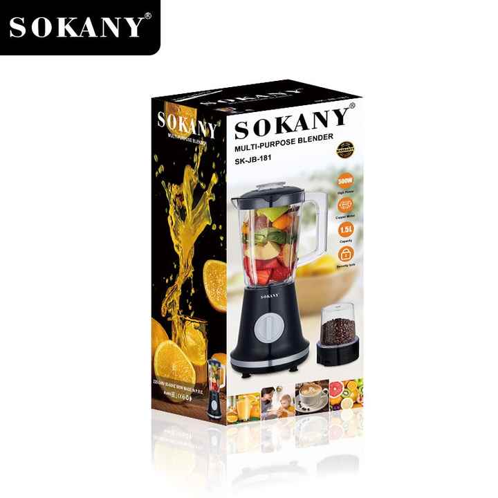 Sokany Blender 1.5L Multi-Functional Stainless Steel Blades Powerful Motor 500W Sk-Jb-181 2 Sokany Blender 1.5L Multi-Functional Stainless Steel Blades Powerful Motor 500W Sk-Jb-181