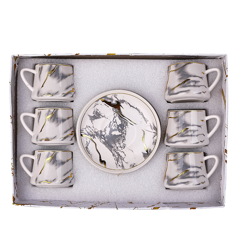 Nadstar Porcelain Cup &Amp; Saucer Golden Print Tea Coffee Cups 0035-1/2 6 Nadstar Porcelain Cup &Amp; Saucer Golden Print Tea Coffee Cups 0035-1/2