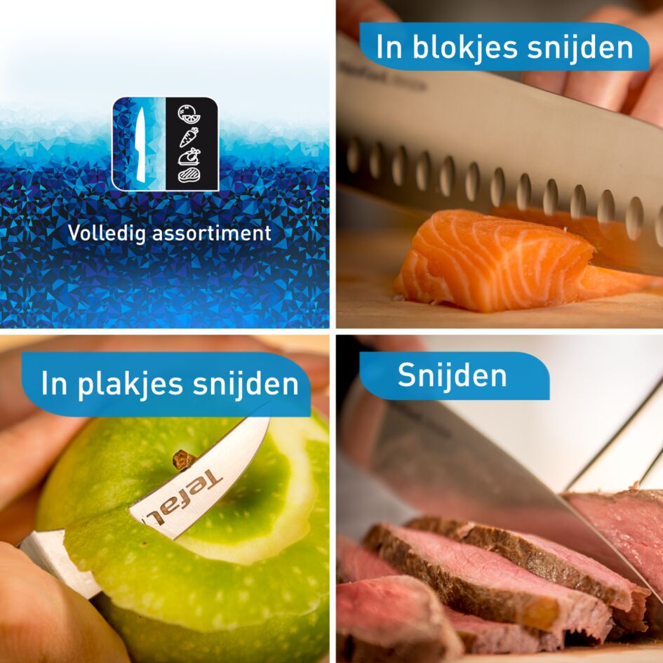 Tefal Ice Force Wooden Block With 5 Slots And 5 Knives: Bread Knife 20 Cm / Chef Knife 20 Cm / Santoku Knife 18 Cm / Paring Knife 11 Cm / Carving Knife 9 Cm K232S574 6 Tefal Ice Force Wooden Block With 5 Slots And 5 Knives: Bread Knife 20 Cm / Chef Knife 20 Cm / Santoku Knife 18 Cm / Paring Knife 11 Cm / Carving Knife 9 Cm K232S574