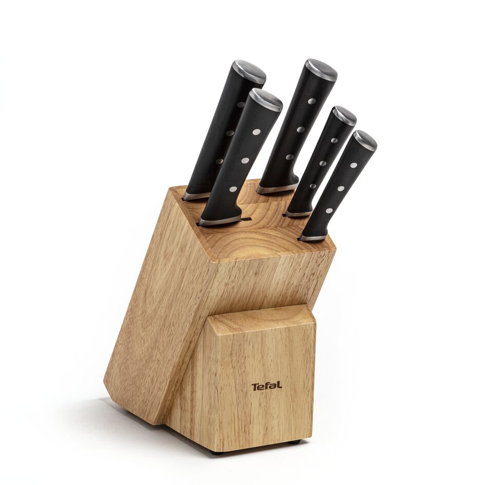 Tefal Ice Force Wooden Block With 5 Slots And 5 Knives: Bread Knife 20 Cm / Chef Knife 20 Cm / Santoku Knife 18 Cm / Paring Knife 11 Cm / Carving Knife 9 Cm K232S574 3 Tefal Ice Force Wooden Block With 5 Slots And 5 Knives: Bread Knife 20 Cm / Chef Knife 20 Cm / Santoku Knife 18 Cm / Paring Knife 11 Cm / Carving Knife 9 Cm K232S574