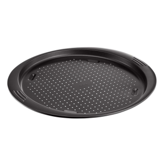 Tefal Easy Grip Pizza Pan Round 34 CM Carbon Steel Easy Handling Large Handles Non-Stick Coating Easy Release Easy Cleaning Dark Grey J1629045