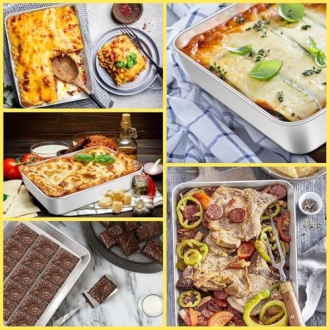 Nadstar Aluminium Square Tray 12" Cake Moulds Rectangle Baking Tray Deep Oven Pan for Lasagna Brownie Pizza Heavy Duty Anti-Rust Easy Clean No16