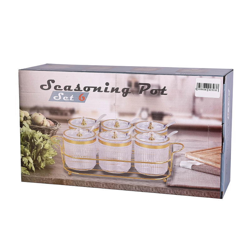 Nadstar Seasoning Pots 6Pcs Set Condiment Pots Food Container With Lids And Spoons St0606-1/2 2 Nadstar Seasoning Pots 6Pcs Set Condiment Pots Food Container With Lids And Spoons St0606-1/2