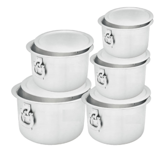 Nadstar Aluminium Sufuria 5pcs with Lid & Handle 210L 230L 250L 275L 300L Cookware Set Tope Cooking Pot for Commercial Use - Gauge 6 Kitchen Heavy Duty Tapela