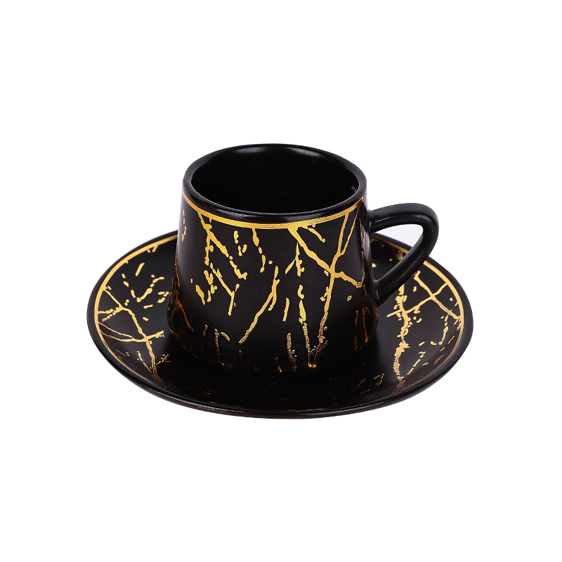 Nadstar Porcelain Cup &Amp; Saucer Golden Print Tea Coffee Cups 0030-1/2 1 Nadstar Porcelain Cup &Amp; Saucer Golden Print Tea Coffee Cups 0030-1/2